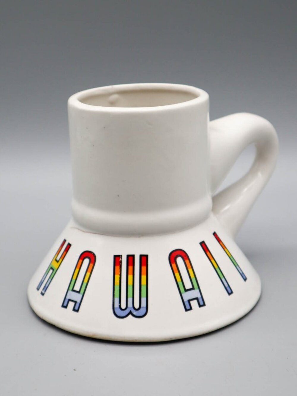 Vtg I Love Heart Hawaii Souvenir No Tip No Spill Travel Coffee Mug Rainbow Retro